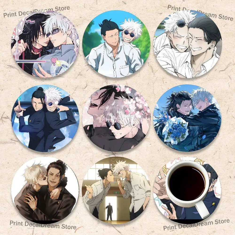 Couple S-SatoSugu Round Coaster Non-slip table mat Insulated Coasters Kitchen Dining Room Tabletop Decor