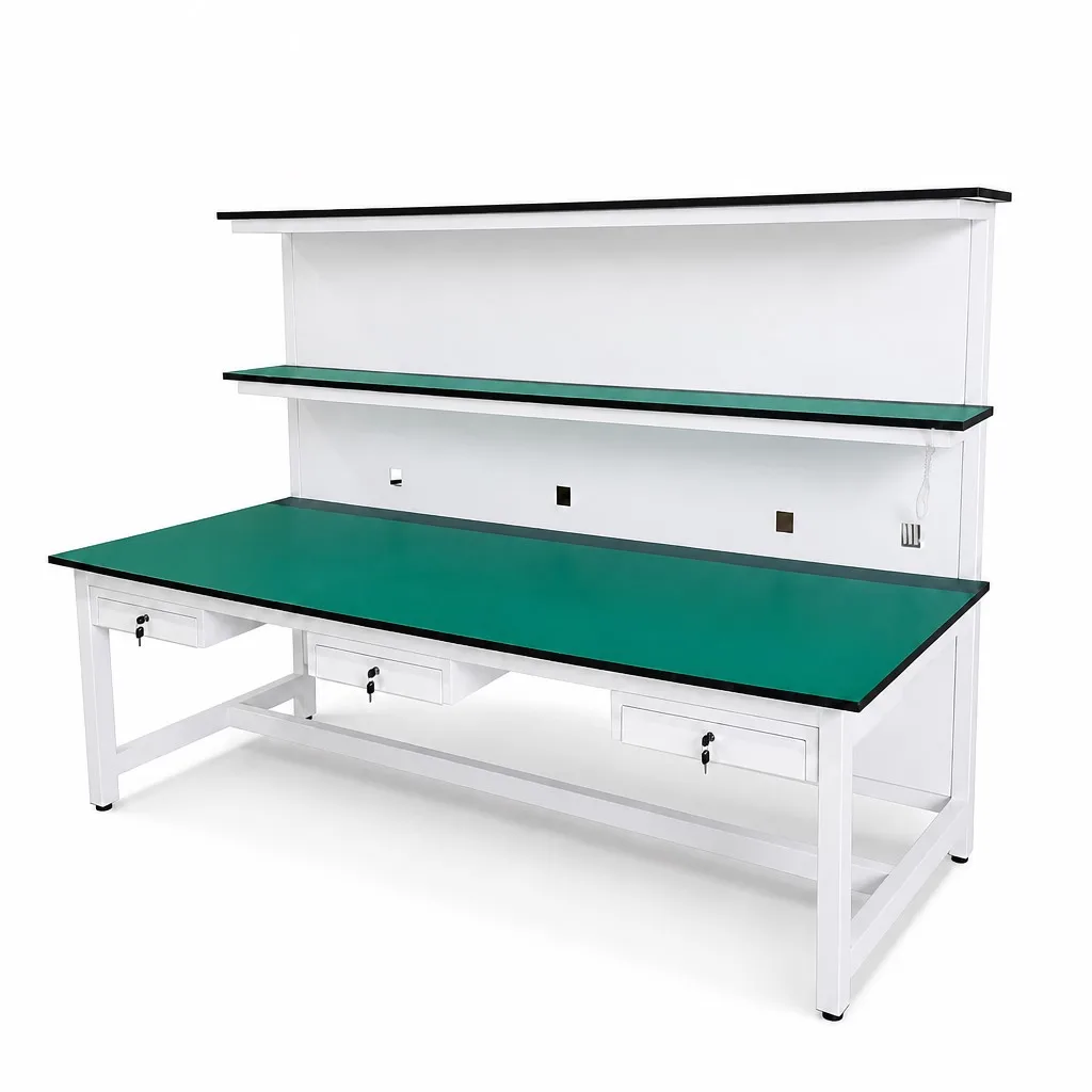 ESD Anti-Static Steel Workbench Heavy-Duty ESD Work Table for Electronic Workshop Hospital School Warehouse