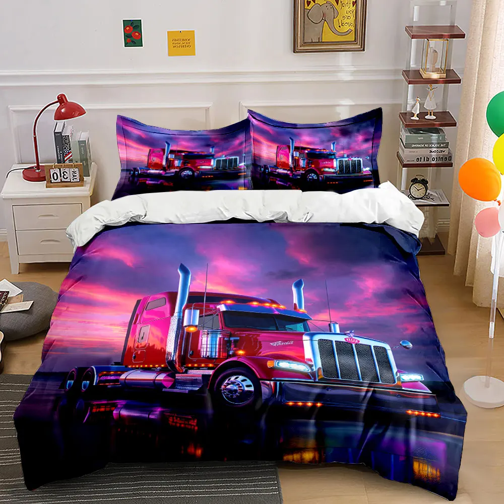 

Red truck under dreamy sunset sky Print Soft Comfortable Duvet Cover Bedding Set Included 1*Duvet Cover 2*Pillowcases