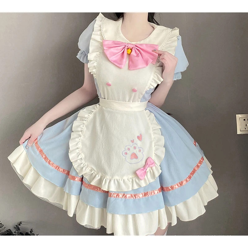 

Sweet Cat Girl Party Dress Show Role Play Outfit Halloween Uniform Cos Maid Dress Large Lolita Maid Dress