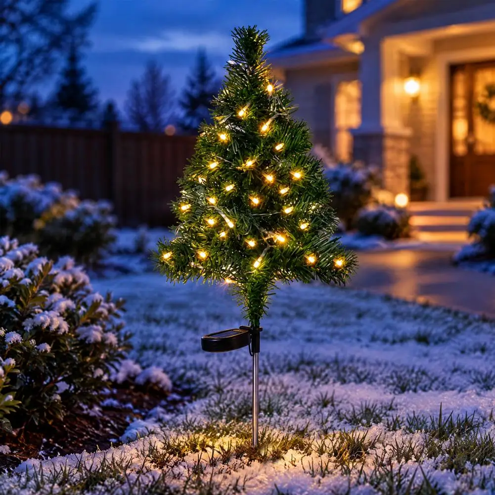 Automatic Dusk to Dawn Lights Solar Powered Christmas Tree Lights Outdoor Waterproof Led Decorations 8-mode Garden for Driveway