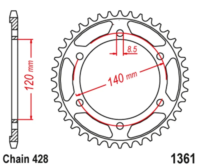 428-49T Motorcycle Rear Sprocket For Honda XLR250R XLR 250R Baja MD20 MD22