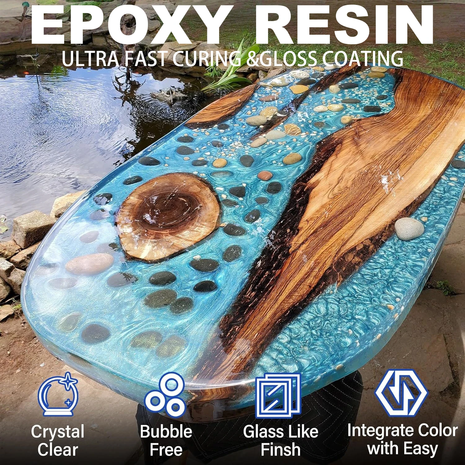 Klares Epoxidharz-Set Geeignet für DIY, 1:1 Verhältnis No-Mix-Formel für Schmuckherstellung, Tischplatten-Bastelarbeiten, Holzanwendungen, Formen – Detail 19