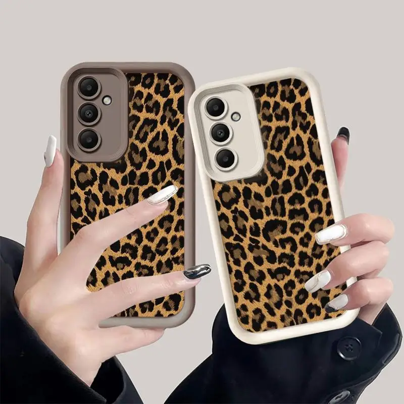 Leopard Print Silicone Phone Case for Samsung Galaxy A55 A25 A11 A73 A12 A13 A24 A23 A32 A22 A52 A53 5G Soft funda case