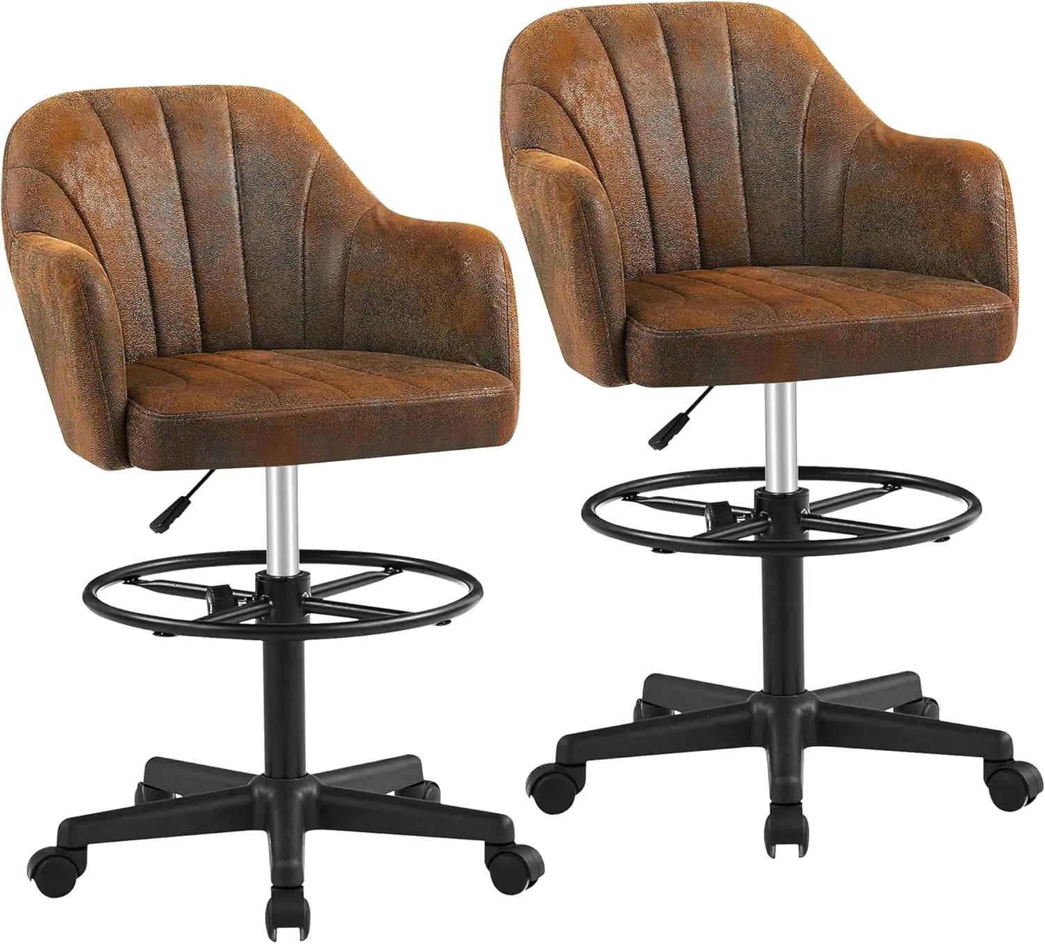 

Home Office Desk Chair With Height Adjustable Seat And Footrest Ergonomic Pu Standing Swivel Stool With Ba And Arm