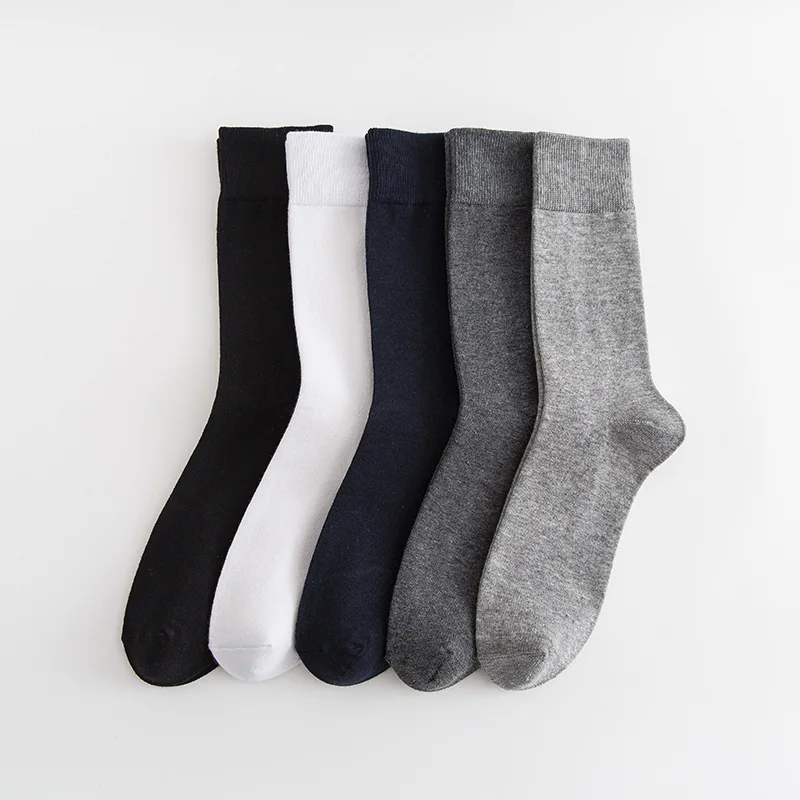 10 Pairs Men's Black Business Socks Winter Cotton Breathable Male Plus Size 8-12 Long Tube Crew Boss  Dress Sock Soft Gifts