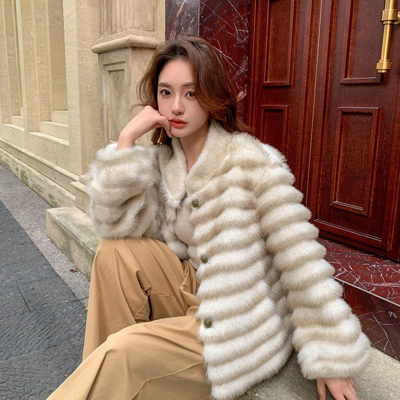 2026 Winter Women's Faux Fur Coat Ins Hot Fashion Girls Fur Coat Women Warm Outerwear Women's Jackets Faux Mink Fur Jacket