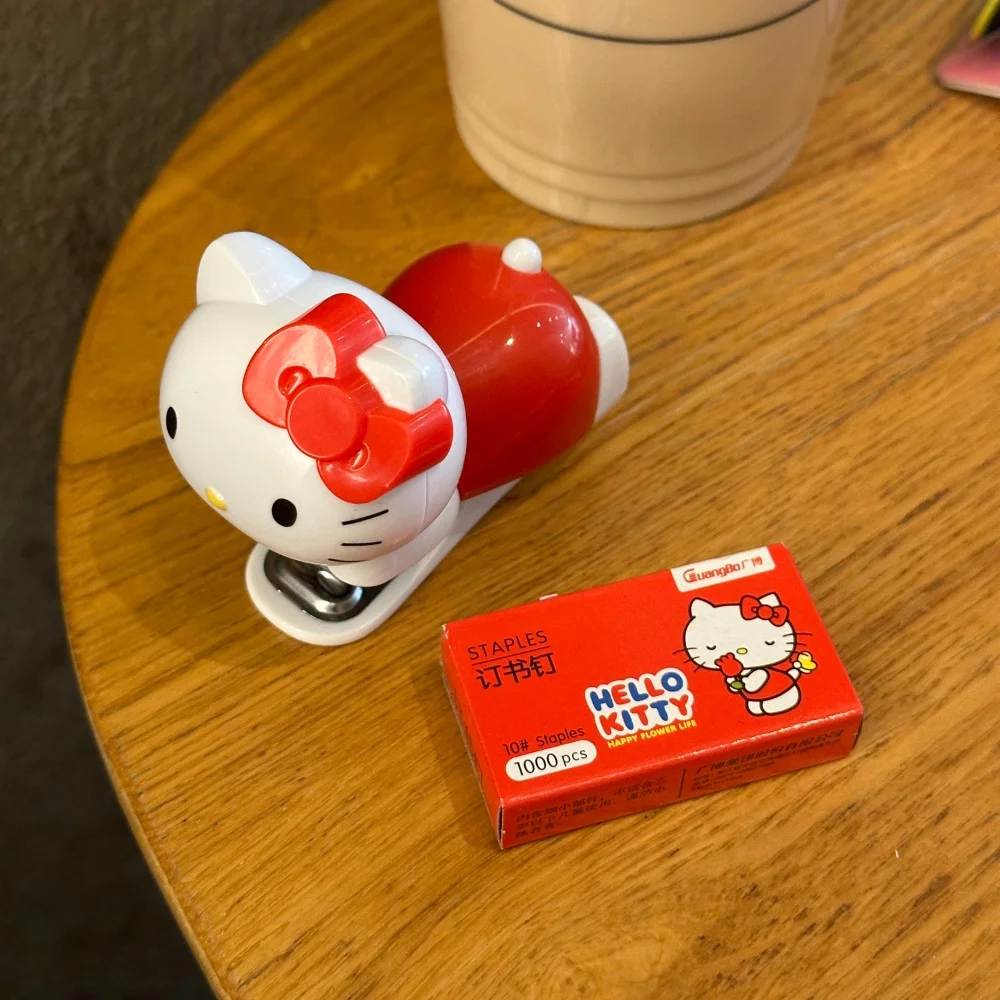 

Genuine Hello Kitty Melody Anime Figures Staplers Set Kawaii Sanrio Stationery Stapler Machine School Office Binding Supplies
