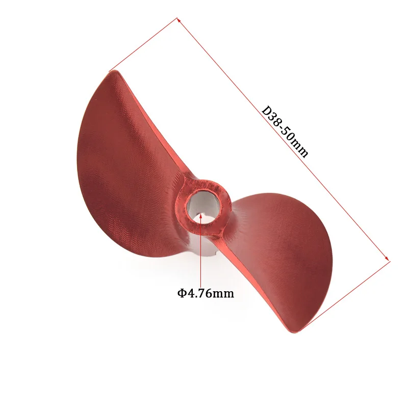 Rood Aluminium 4.76mm 3/16 ''Propeller CNC 4.76mm 2 Blades Schroef Links/Rechts D38 tot D50mm voor RC Kat Boot Garnalen Boot