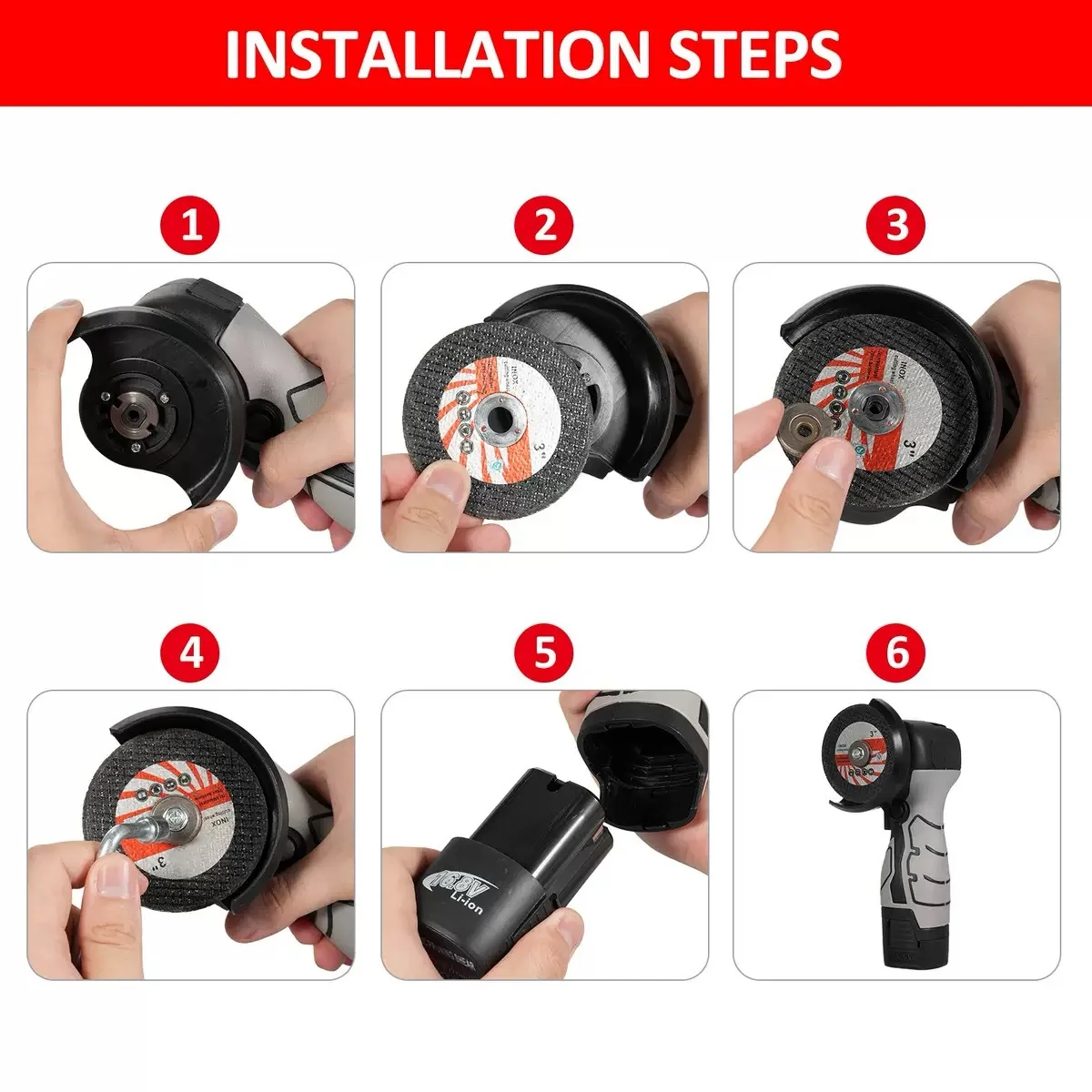 16.8V brush rechargeable angle grinder set with plastic box, lithium battery angle grinder cutting angle grinder