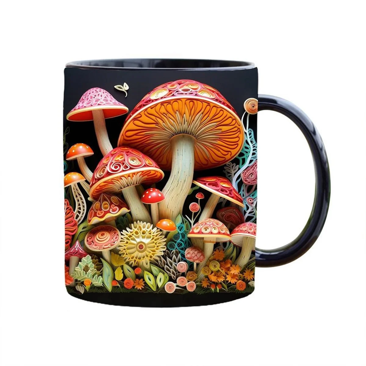 3D Magic Mushrooms Mug Ceramic Creative 3D Fun Space Design Mugs Offices Multi-Purpose Drink Cup for Home Office Dorm B