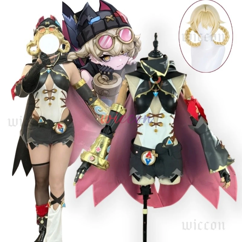 

Genshin Impact Jahoda Cosplay Wig Uniform Cloak Hat Glasses Headwear Halloween Props