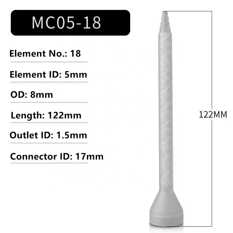 MC05-18 Plastic Epoxy Mixer Ball Mouth Adhesive Dispenser AB glue Mixing Tip Static Mixer Nozzle For Adhesive Disposable