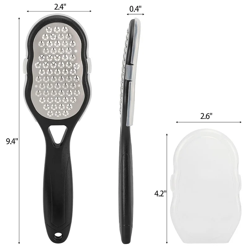 1/2 Stück Professioneller Schwerlast-Fußfeilenentferner aus Edelstahl mit Spritzschutzgriff, geeignet für die Pflege rissiger Fersen – Detail 6