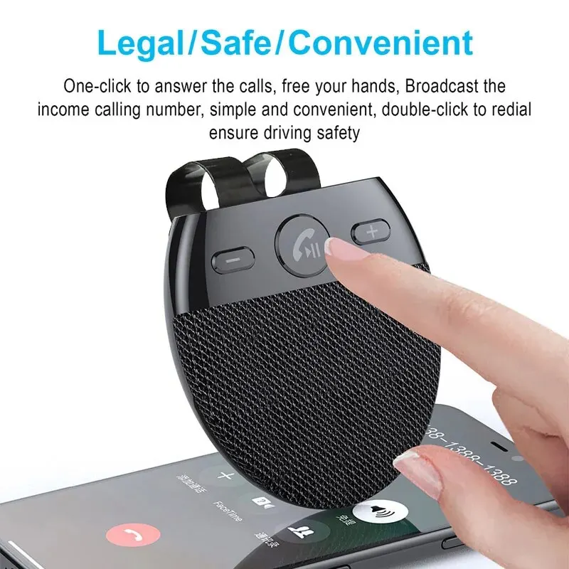 Wireless Car Kit Handsfree Speakerphone Car MP3 Music Player with Microphone Auto Power On Connect Support Two Mobile Phones