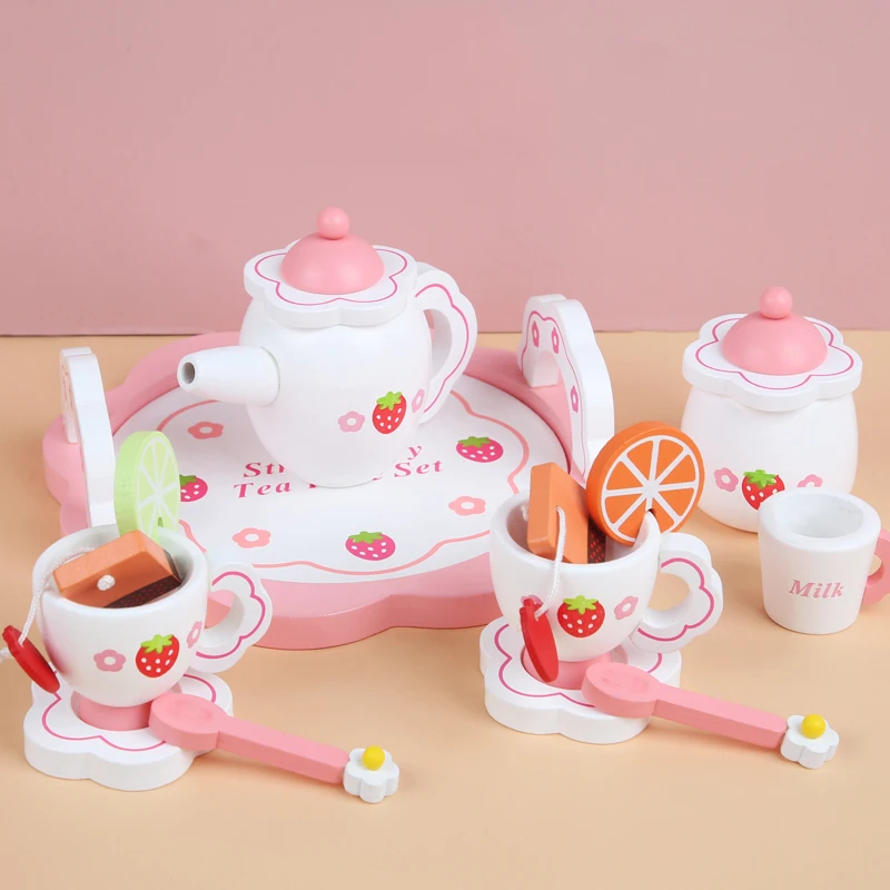 Houten Afternoontea Set Speelgoed Alsof Speel Eten Leren Rollenspel Vroeg Educatief Speelgoed Voor Peuters Meisjes Jongens Kids Cadeaus