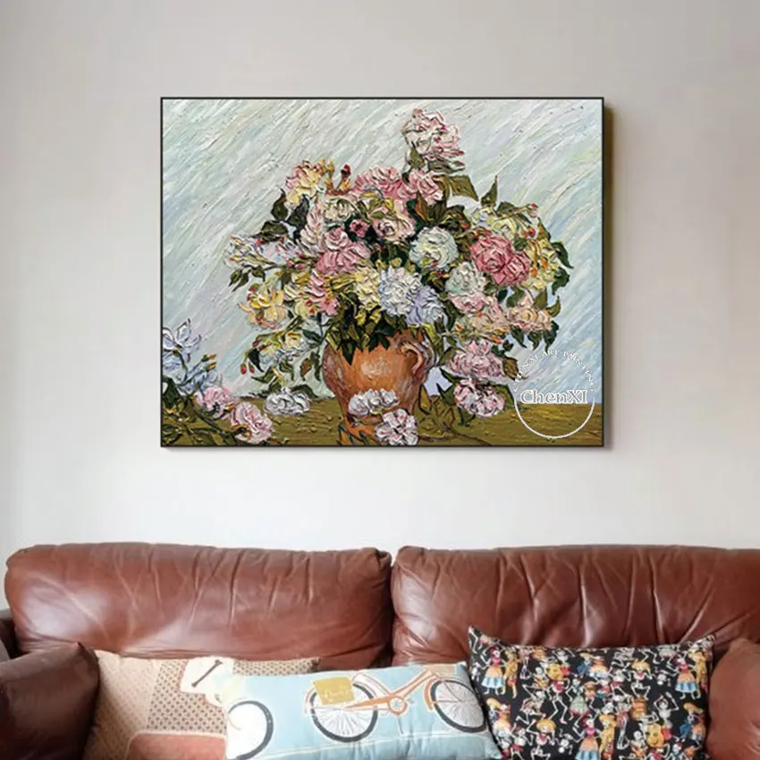 Office Decorative Texture Knife Art Hand Painte Modern Famous Oil Painting Flowers Picture Reproduction Canvas Wall Art Pieces