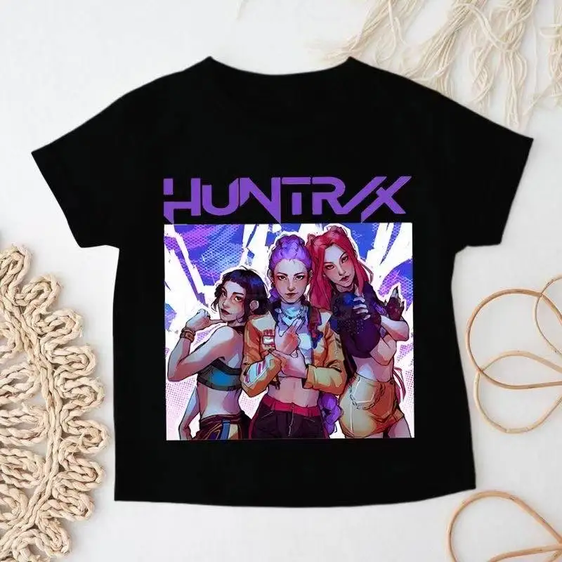 

New Kpop Demon Hunters Cotton Clothing Short Sleeve T-shirt Cute Kpop Demon Hunters T Shirt Harajuku Tshirt for Boys Girls