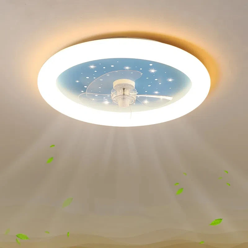 SENKAI Children's Room New Cream Wind Ceiling Lamp Home Invisible Silent Smart LED  Lighting Fan