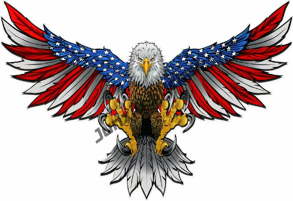 American Flag Attack Bald Eagle Wings Vinyl Car Decals USA Patriotic Car Sticker Automobiles Motorcycles Anime Car Accessories