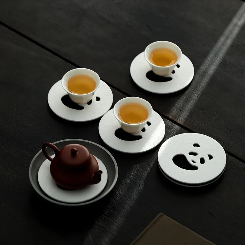 New Chinese National Treasure Panda Chinese Wind Absorbent Felt Coaster Cup Holder Chinese Hollow Pot Bearing Mat