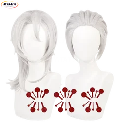Parrucca Cosplay Uzui Tengen 2 stili grigio argento stagione 2 parrucche ad arco del distretto di intrattenimento + tatuaggio