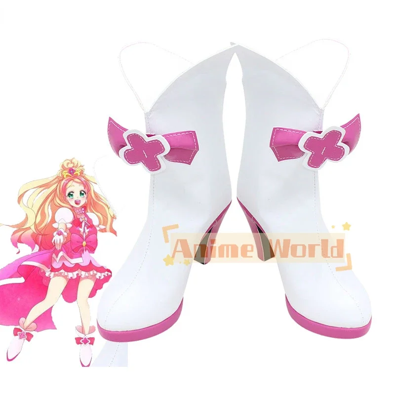 KiraKira Cure Flora Cosplay Shoes Halloween Carnival Boots PU Leather Shoes Cosplay Prop Custom Made