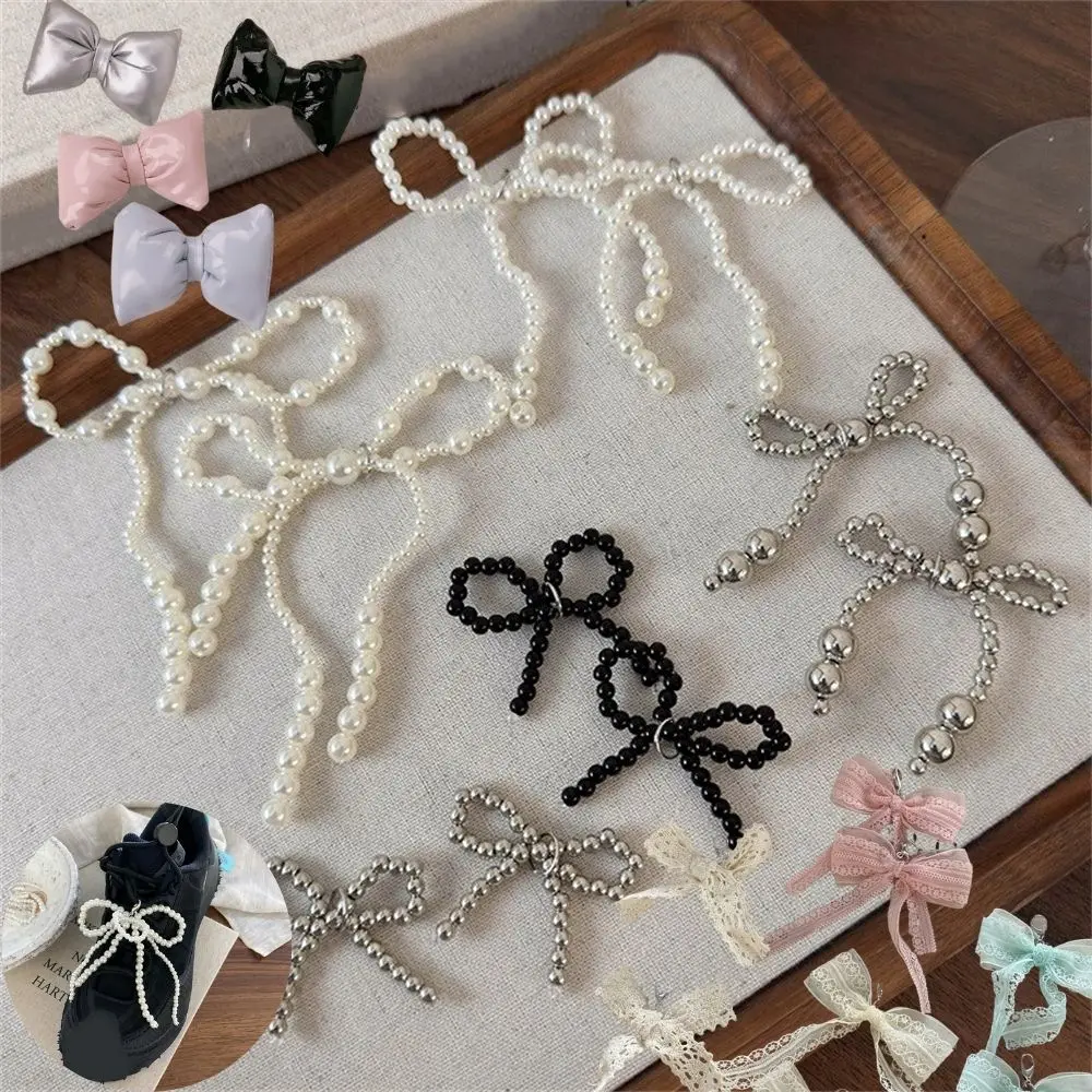 

Handmade Shoes Clip Lace Bowknot Shoe Decoration Buckle Pearl Bead Bow Shoes Accessories Wedding Bride Shoe Charms Pendant