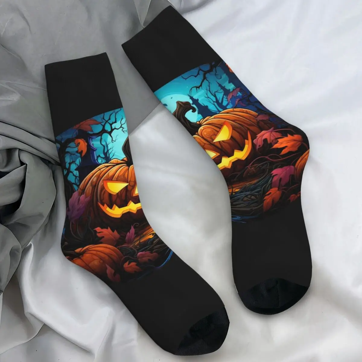 

Чулки с тыквой на Хэллоуин, мужские носки с великой тыквой, удобные модные носки, осенние уличные нескользящие носки с графическим рисунком, подарок