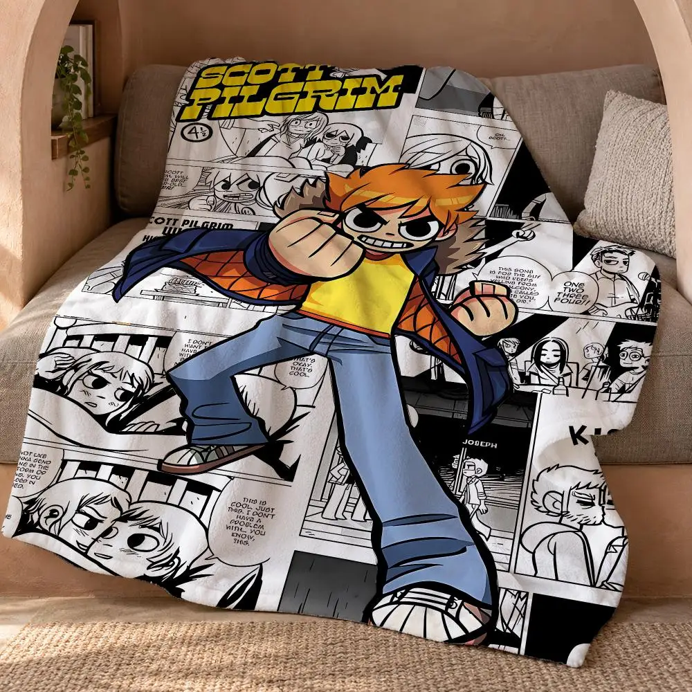 Movie Scott Pilgrim VS The World Throw Double Sided Flannel Throw Blanket Soft Travel Camping Sofa Bed Home