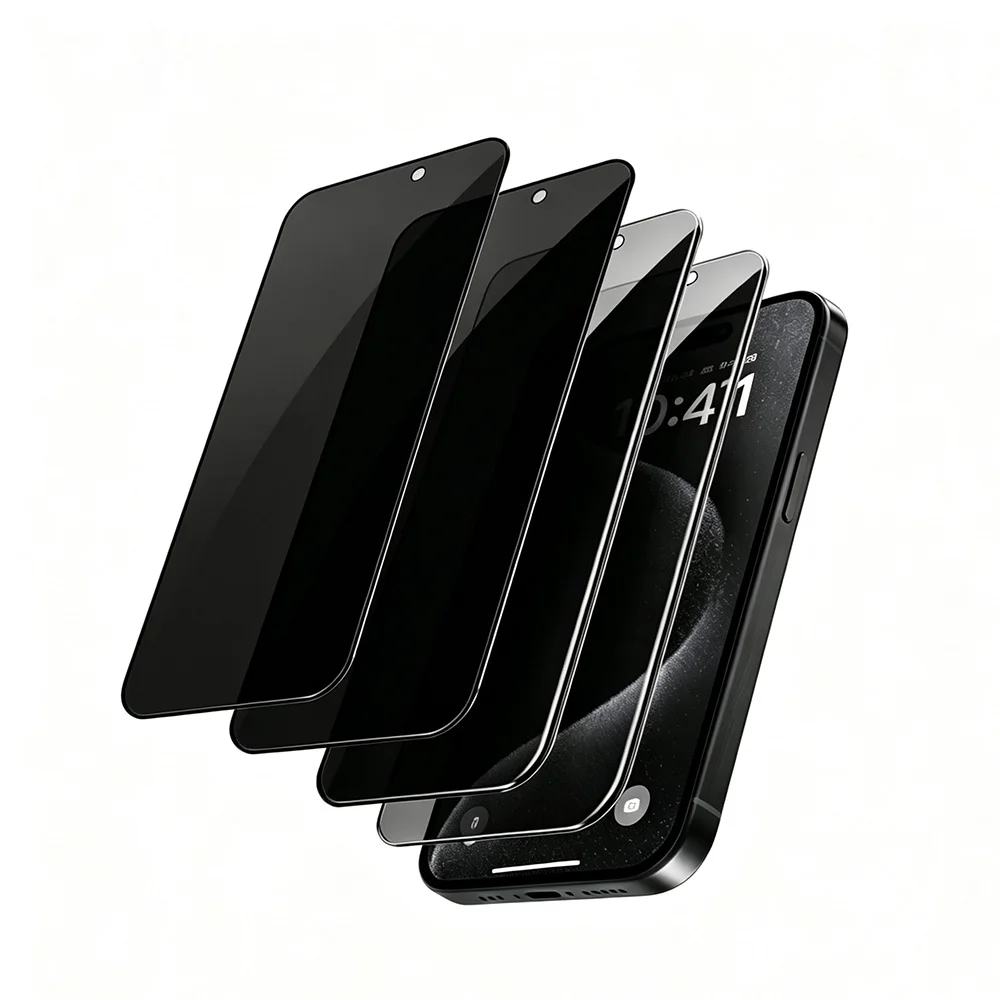 4 stuks Anti-Spy gehard glas voor iPhone 17 16 15 14 13 12 11 Pro Max XS XR Privacy Screen Protector Volledige bescherming Case-vriendelijk 9H