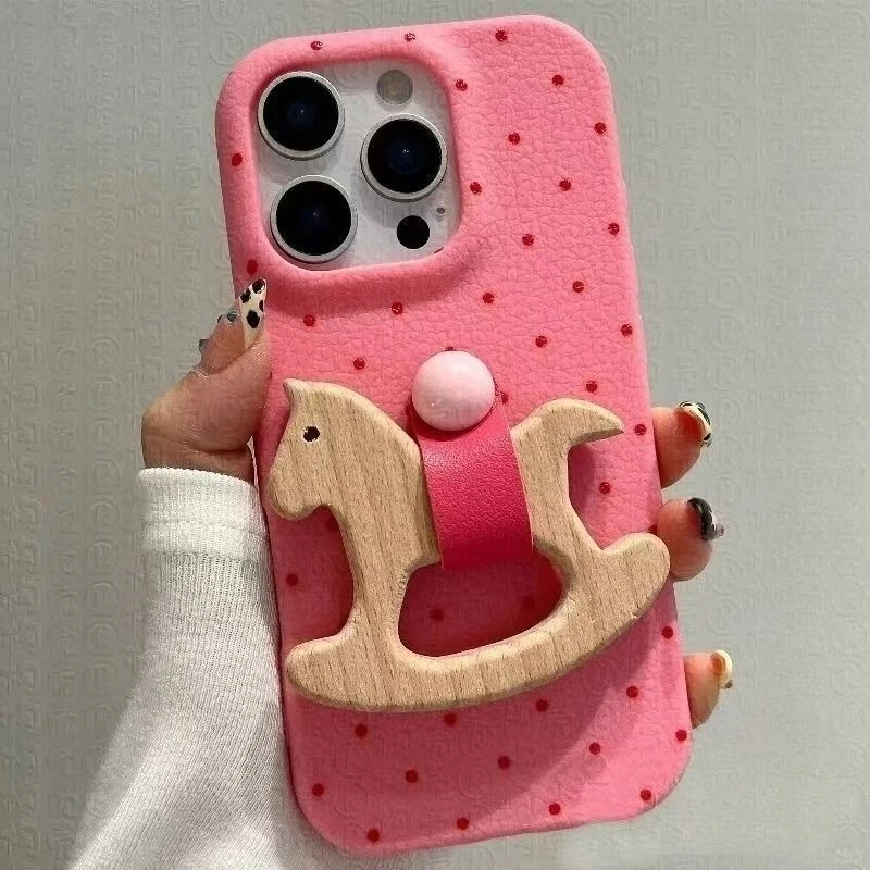 

3D Wooden Horse Ring Holder Case For Honor 500 X9A X9B X9C Smart X9 300 200 100 90 80 70 60 50 Power GT Ultra New Year Cover