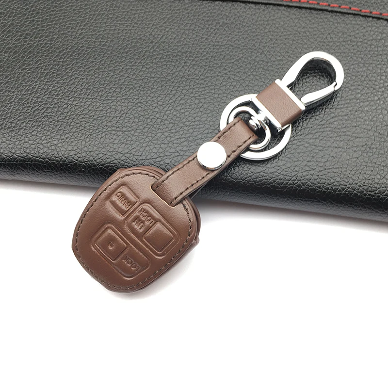 Hot Sale Car-Cover 100% Genuine Leather Car Key Cover For Toyota Tarago RAV4 Corolla Camry 3 Button Remote Key Case Accessories