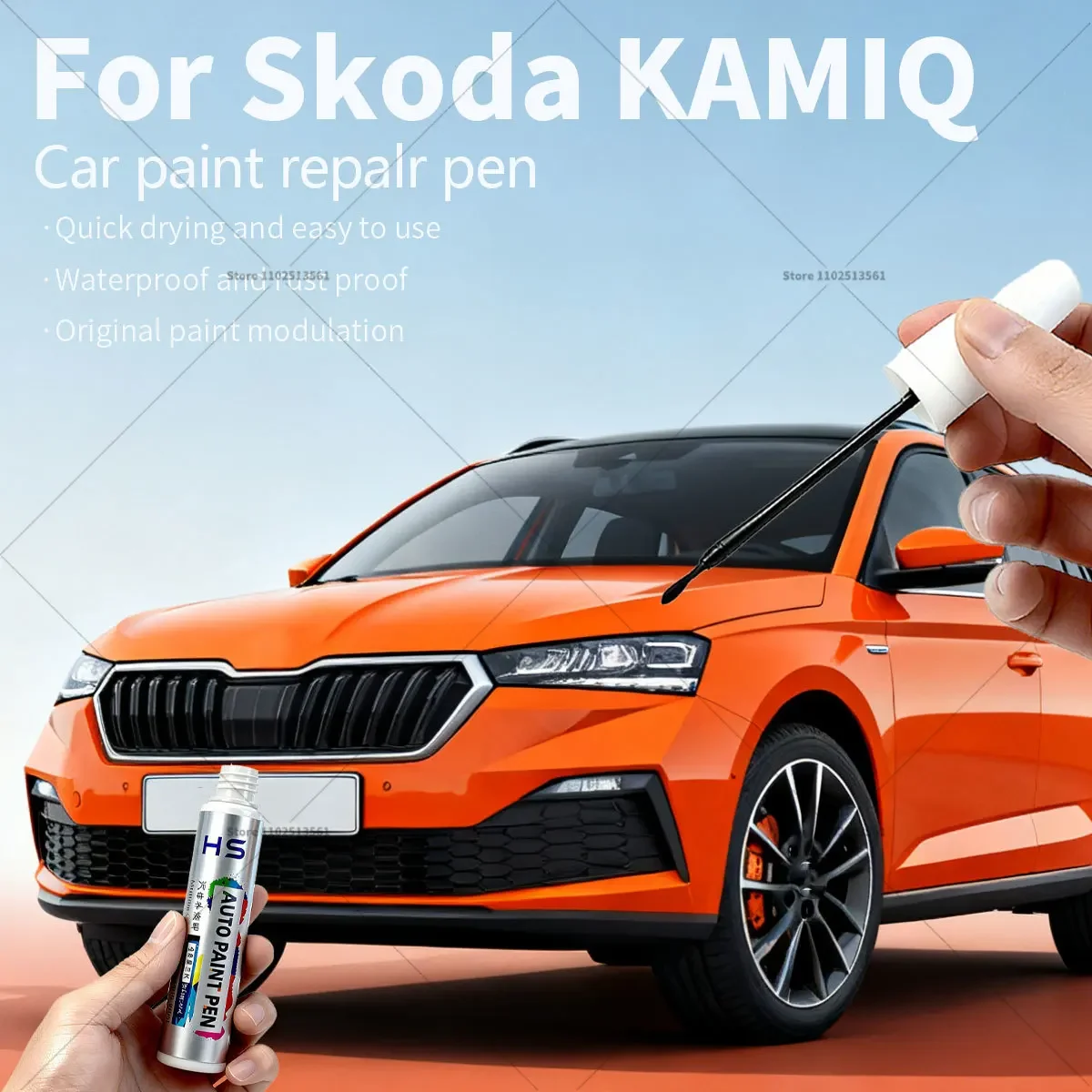 

Ручка для ремонта автомобильной краски для Skoda KAMIQ Touch Up, средство для удаления царапин, автомобильные аксессуары «сделай сам», белый, коричневый, LA8T, синий LB5K, серебристый LA7R, серый