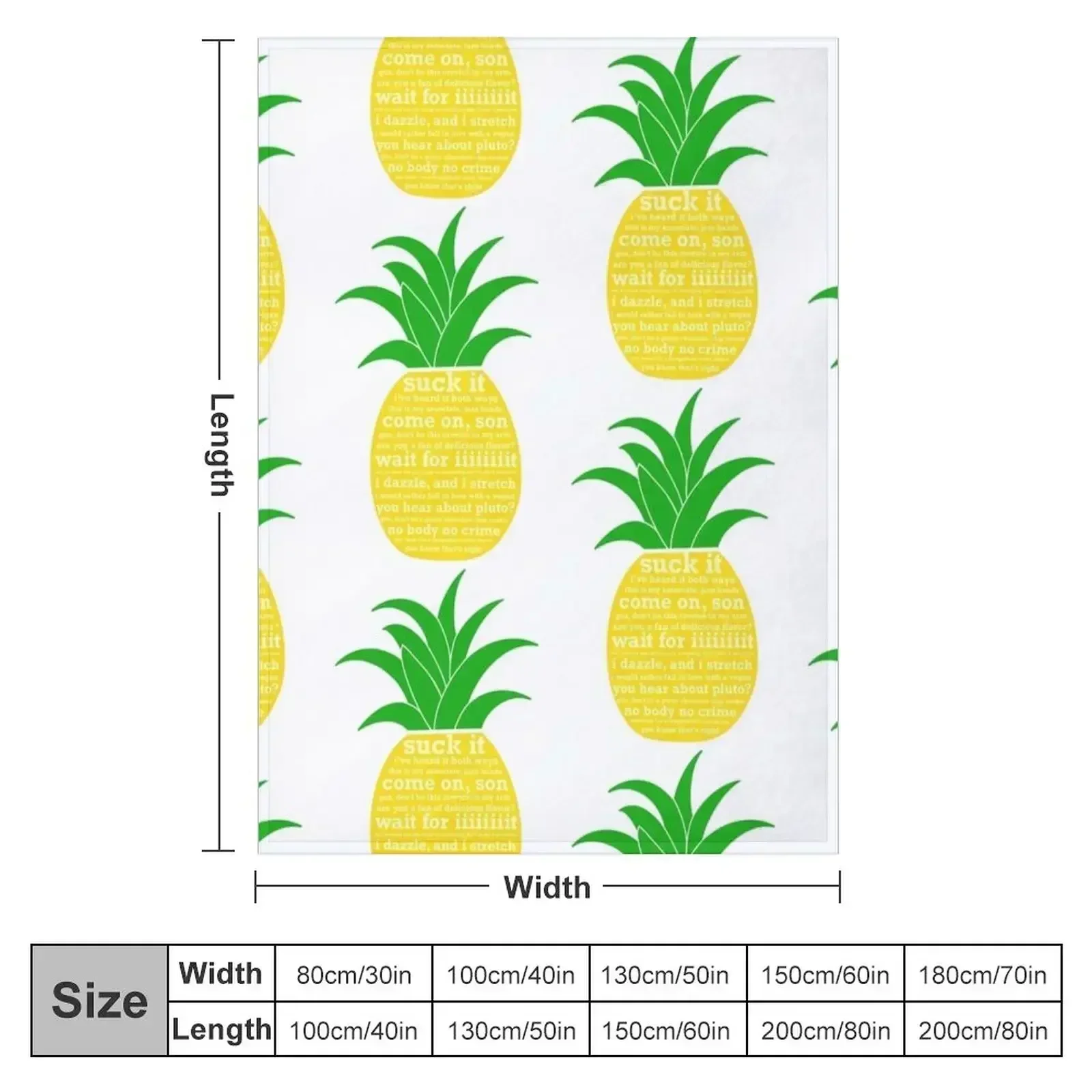 Psych Quotes Pineapple Throw Blanket couch cozy soft plush fuzzy picnic outdoor blanket