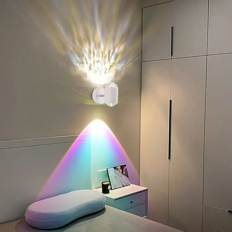 Red Double Head Water Ripple Sunset Wall Lamp Water Pattern Hill Light for Living Room Bedroom Corridor