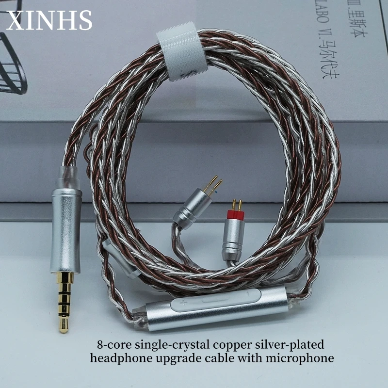 XINHS L04 Earphone Upgrade Cable 8-Core Silver Plated Single Crystal Copper with Mic MMCX 0.78mm 2Pin for IE900 QDC KZ TFZ IEM