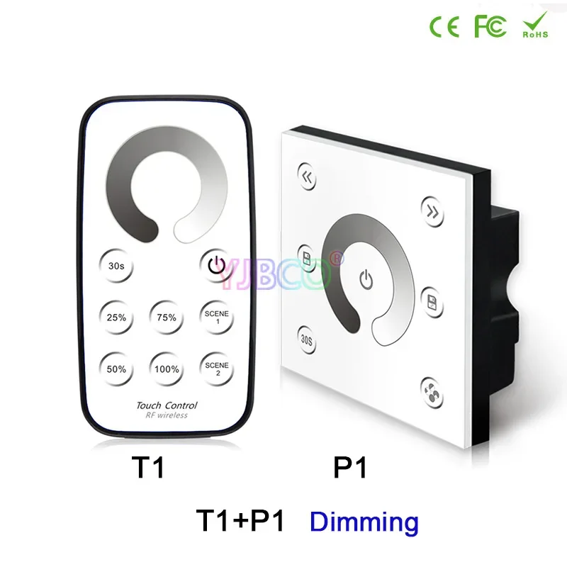 86 Touch panel Single-Zone dimming/CCT/RGB/RGBW LED Strip Light Controller wireless remote DC12V 24V Lamp Tape Switch