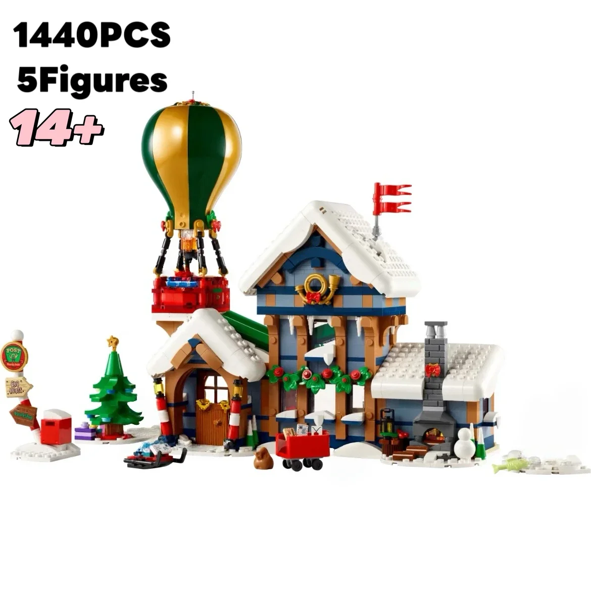 En stock 10339 blocs de construction de bureau de poste du père noël, assemblage d'architecture d'hiver, modèle de briques, jouet pour adultes et enfants, cadeaux de noël