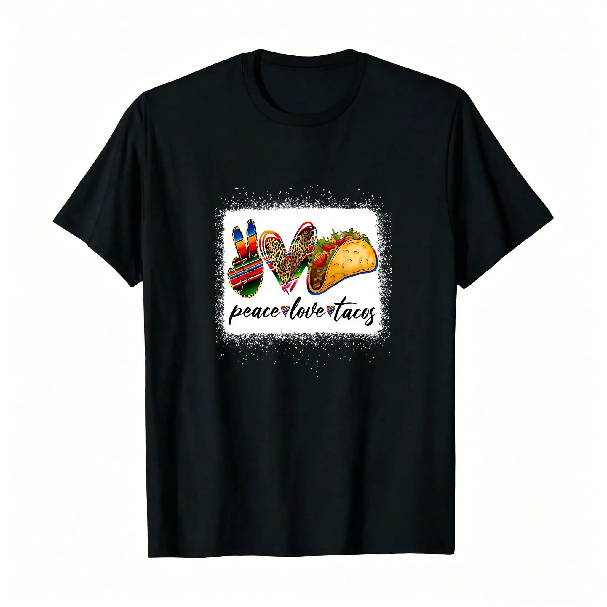 Peace Love Tacos Shirt Cute Taco Tuesday Mexican Food Lovers T-Shirt_,Breathable And Comfortable Short-Sleeved Round-Neck Top, Suitable For All Seasons, Everyday Wear For Women