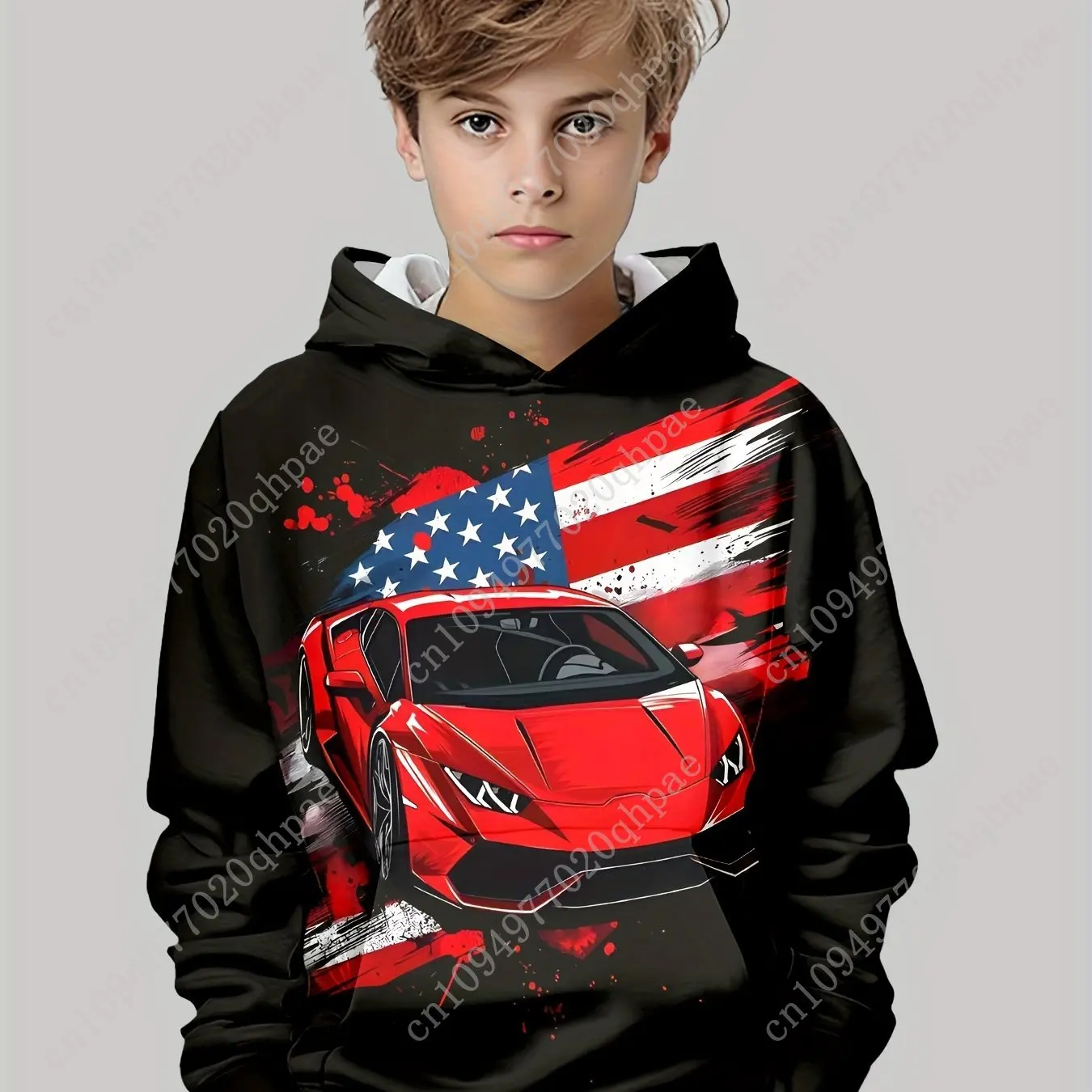 ملابس أطفال للأولاد بغطاء للرأس رياضية للسيارة ثلاثية الأبعاد مطبوعة للأطفال ملابس ربيع الخريف ملابس غير رسمية للأولاد بلوفر موضة ملابس الأطفال #2