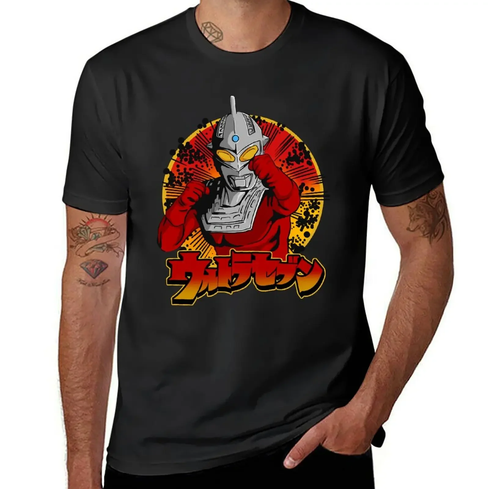 Ultraseven-Camiseta de verano para hombre, top de moda coreana vintage, camisetas gráficas de anime