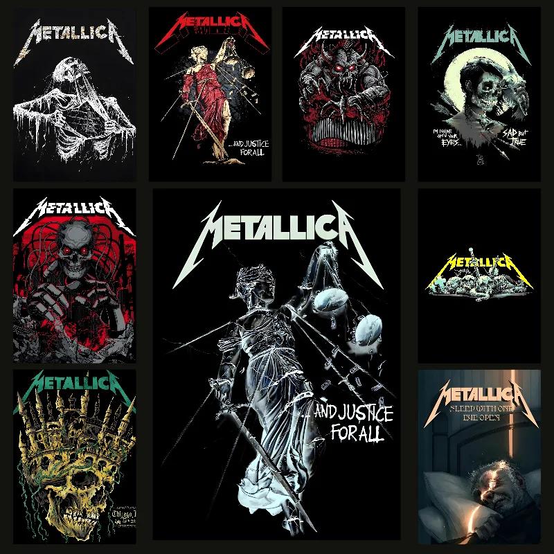 Metal Rock Band M-Metallica Poster Self-adhesive Art Waterproof Paper Sticker Coffee House Bar Room Wall Decor