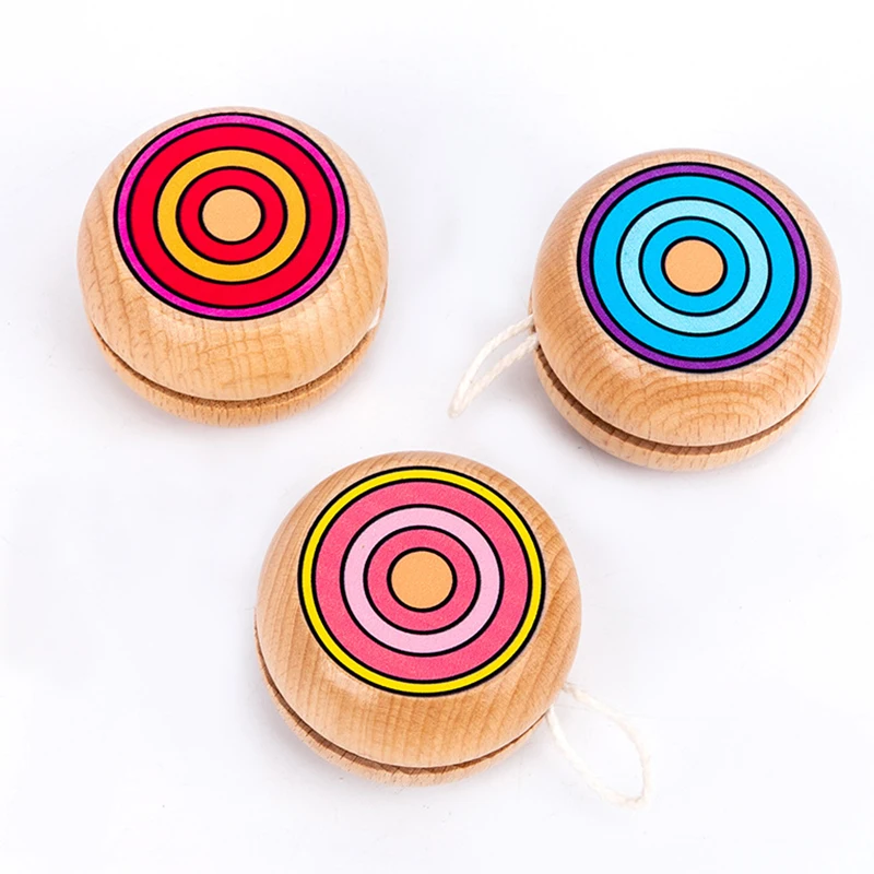 1-3PCS/Pack Random Color Circular Pattern Wooden Yoyo Ball Beginner Favors Balanced Training Balls Party Games Exercise Gift ZYF