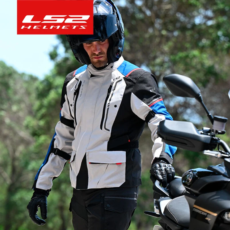 LS2 MJ147 motorcycle riding suit pull set men's and women's motorcycle pull car fall waterproof motorcycle jacket