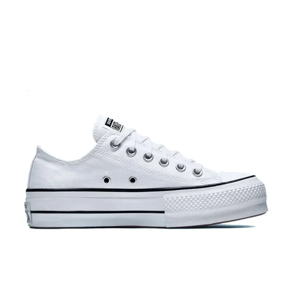 Converse All Star Lift Muffin Bottom Slip Resistant Lightweight Low Top Canvas Women's Shoes Premium Pure White