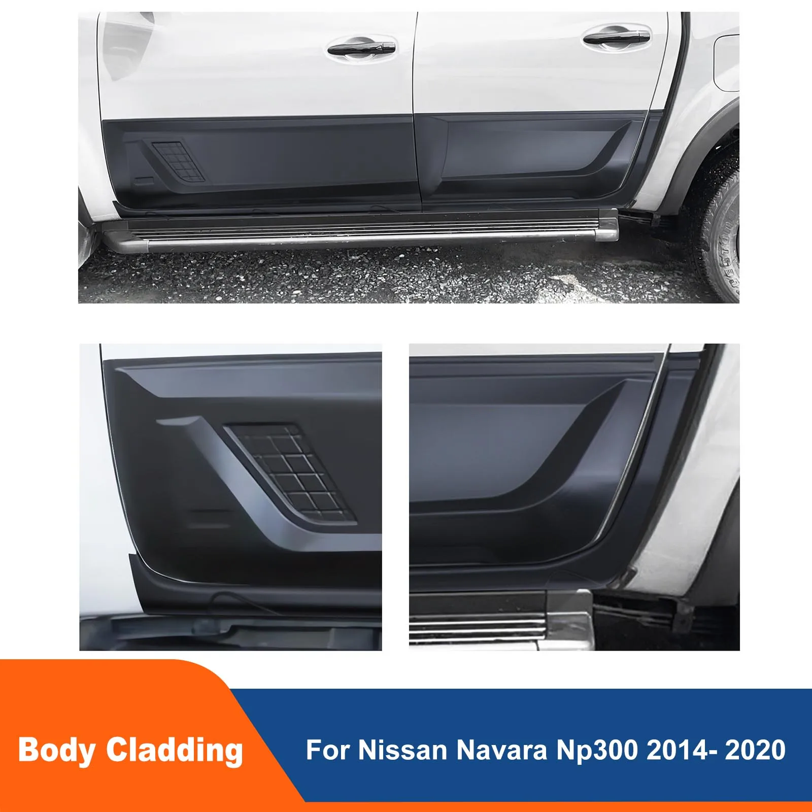 4PCS Side Door Molding Guard Body Cladding For Nissan Navara Np300 2014- 2020 ABS Door Side Protector 4x4 Accessories