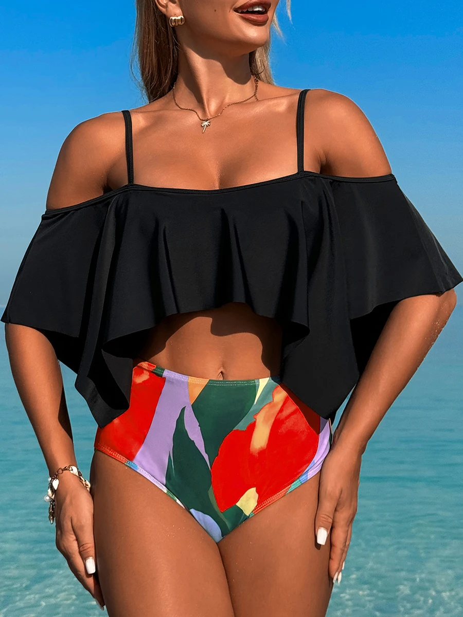 

Strappy Bikinis 2026 Ruffle Swimsuit Women Sexy High Waist Swimwear Female Bathers Swimming Bathing Swimming Swim Suit Beachwear
