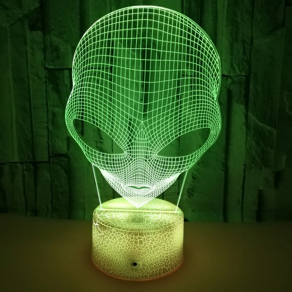 Alien 3D Illusion Lamp Acrylic Night Light with Touch Remote Hologram Table Lamp 7 Colors Changing Room Decor Birthday Gifts