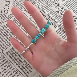 VENTFILLE 925 Sterling Silver Natural Turquoise Bracelet For Women Gift Round Bead Irregular Jewelry Accessories Dropshipping